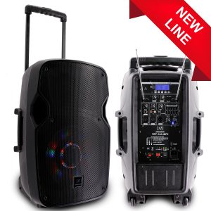 SINEXTESIS Diffusore Trolley 400W Ricaricabile Woofer da 12' con sistema LED, Display LCD,